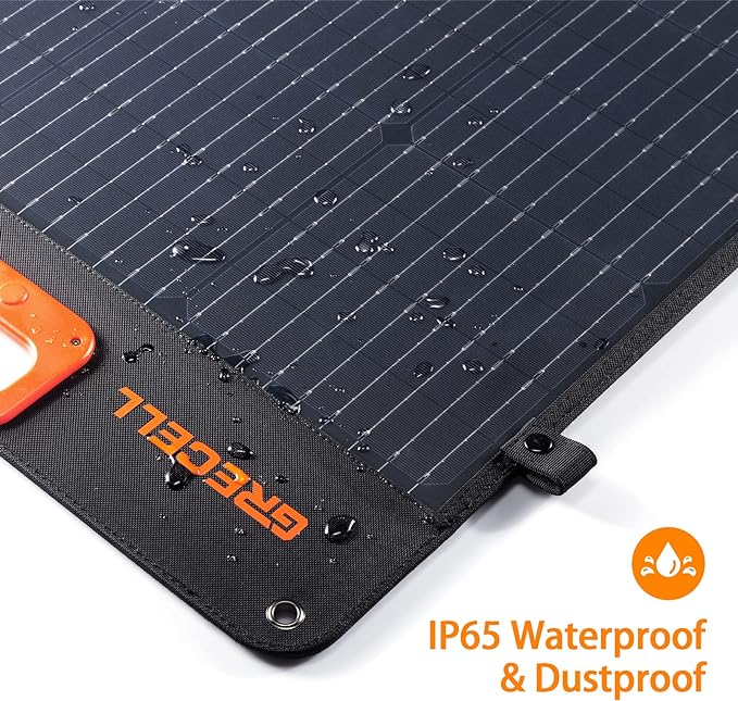 GRECELL 200W Portable Solar Panel for Power Station, Foldable Solar Charger w/ 4 Kickstands, IP65 Waterproof Solar Panel Kit w/DC XT60 Anderson Aviation Output for Outdoor RV Camper Blackout