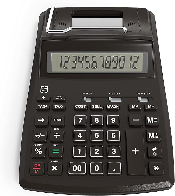 Staples TRU RED TR44780 TR44780 12-Digit Desktop Printing Calculator, Black