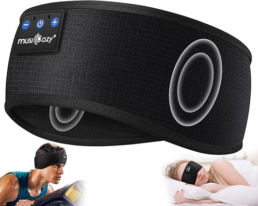 MUSICOZY Sleep Headphones Wireless, Bluetooth 5.4 Headband Sports Sleeping Headphones Eye Mask Earbuds Breathable Music Headband Perfect for Workout Running Travel Yoga