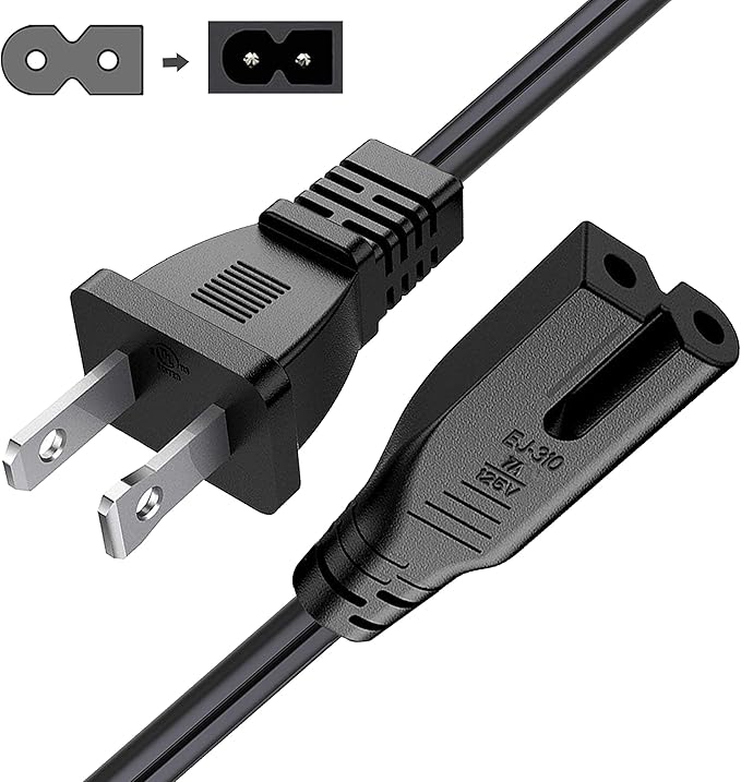 BICMICE 6Ft Extra Long 2 Prong Polarized Power Cord for Vizio-LED-TV Smart-HDTV E-M-Series Sound Bar 2 Slot Adapter-AC-Wall-Cable:IEC-60320 IEC320 C7 to NEMA 1-15P for Sharp Philips LED TV PS1 PS2