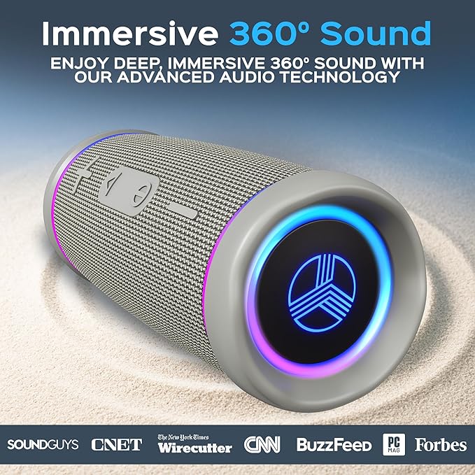 TREBLAB HD77 Bluetooth Speaker - Powerful 360° Sound with Impactful Bass, 30W Portable Wireless Audio, 20H Battery, IPX7 Waterproof, TWS Stereo, Shockproof Design for Outdoor, Beach, Pool, Jobsite