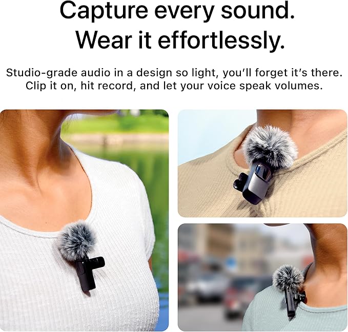 Mini Mic Pro (Latest Model - Wireless Microphone for iPhone, iPad, Android, Lavalier Microphone for Video Recording - iPhone Mic Crystal Clear Recording with USB-C for Podcast (iPhone 14 & Below)