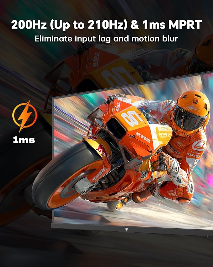 KTC 27 Inch Gaming Monitor 200Hz, 1440P Monitor with Speakers, Up to 210Hz Computer Monitors Fast IPS 1ms, 131% sRGB, Adaptive Sync, Tilt/Swivel/Pivot/Height Adjustment, HDMI DisplayPort, White H27T6