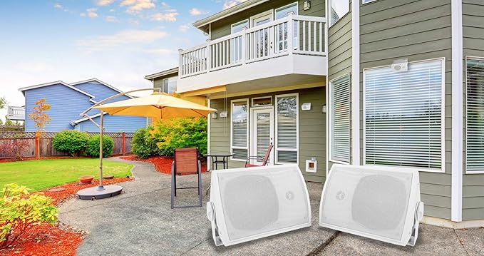 Rockville Pair HP5S 5.25" Outdoor/Indoor Home Theater Speakers w/Swivel Bracket, White