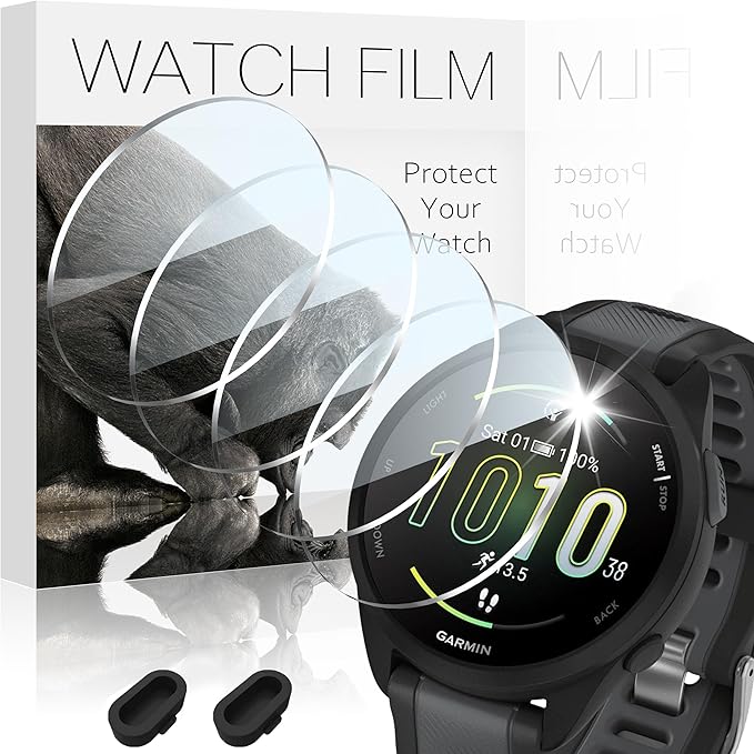 4 Pack Compatible with Garmin Forerunner 165 Screen Protector Tempered Glass,for Garmin Forerunner 165 Screen Protector Precise Fit,9H Hardness Scratch Resistance