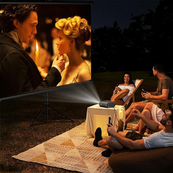 [Electric Focus/Auto Keystone] FUDONI Projector with WiFi 6 and Bluetooth Dual-way, Native 1080P 28000L 4K Support Outdoor Movie Projector Max 300'' Display, for iOS/Android/TV Stick/HDMI/USB/Laptop