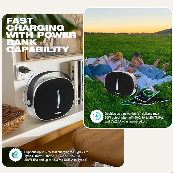 Bluetooth Speaker Loud, W-KING T8II Portable Bluetooth Speakers Wireless, 96W Peak Powerful Outdoor Boombox Subwoofer, Deep Bass/Clear Sound, BT5.4/Fast Charging/PowerBank/USB/AUX, Party Large Speaker