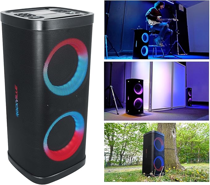 Rockville BASS PARTY 65 V2 Bluetooth Speaker, 1200W, Deep Bass, LED Lights, 6.5" Dual Woofers, 12hr Battery, Multi Input, Perfect for Parties, Karaoke