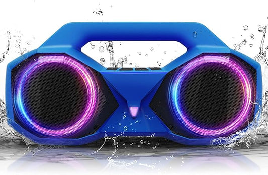 Bluetooth Speaker 80W(Peak)Loud with Bass, 20H Playtime, IPX7 Waterproof, RGB Lights, TWS, Large Portable Wireless Speakers for Outdoor, Home, Party, Pool, Beach, Tailgating, Gym, Work, Gifts (Blue)