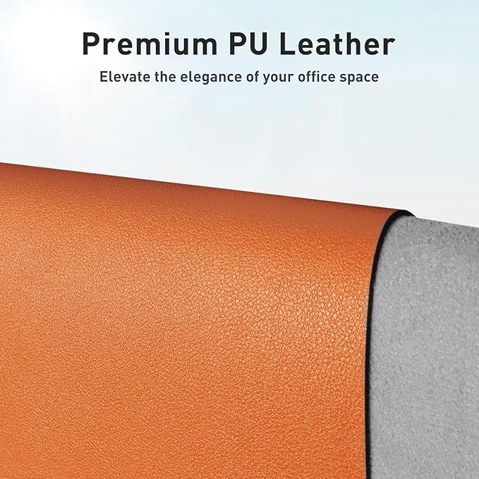 Aothia Leather Desk Pad Protector, Mouse Pad, Office Desk Mat, Non-Slip PU Leather Desk Blotter, Laptop Desk Pad, Waterproof Desk Writing Pad for Office and Home (36" x 17", Hermes Orange)