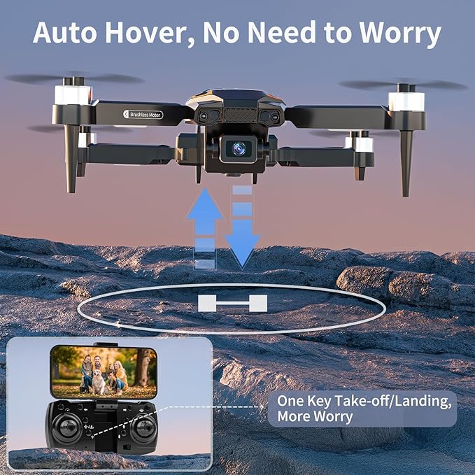 F198 Drone with Dual Camera, 720P HD 90° Adjustable Lens, Quadcopter Dual Camera, WiFi APP, 3D Flip, Auto Hold, Optical Flow Positioning, Foldable Drone for Adult Beginners
