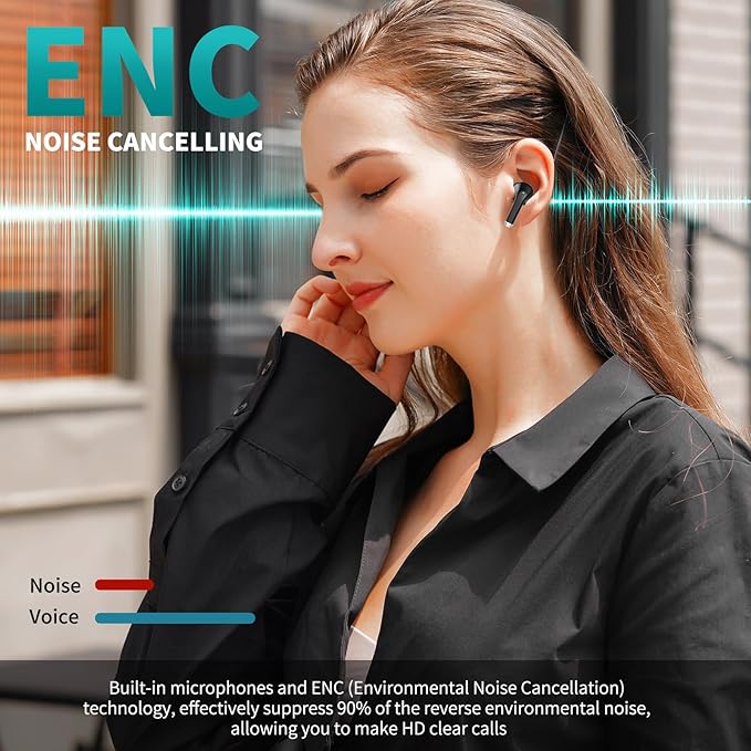 ACAGET Wireless Headphone for Samsung Galaxy S24 Ultra S25 S23 FE S22 S21 Plus Bluetooth 5.3 Earbuds Noise Canceling Earphones for iPhone 16 15 17 Pro Max 14 13 HiFi Stereo Earphone for Galaxy Z Flip