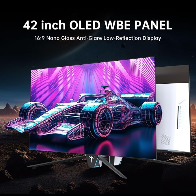 KTC 42 Inch 4K OLED Gaming Monitor, 0.1ms GTG 138Hz, 134% sRGB, 4-Side Frameless, Type-C 90W, Speakers,Remote, Freesync G-Sync, DP/HDMI/USB, VESA, Ultrawide OLED Monitor for Gaming(Without Base)