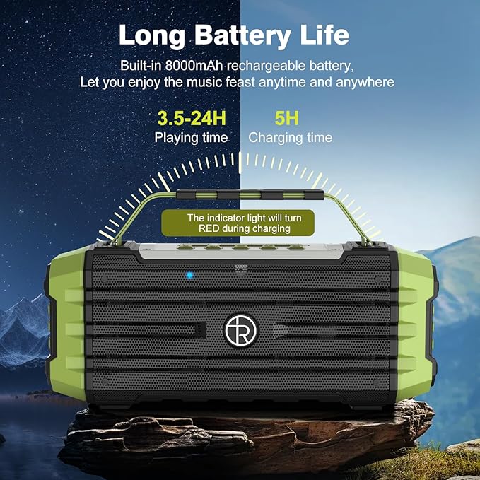 Portable Bluetooth Speaker 120W Peak 80W Wireless Speakers, TWS Pairing, Deep Bass, Hi-Fi Loud Speaker, IPX6 Waterproof, DSP Sound Boombox for Outdoor, Camping, Party, Beach