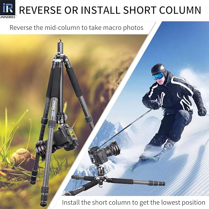 Carbon Fiber Tripod-INNOREL GT284C Professional Compact Tripod for DSLR Camera Heavy Duty Stand with Low Gravity Center Ball Head Special-Shaped Center Column 1.14in/29mm Tube Max Load 44lbs/20kg