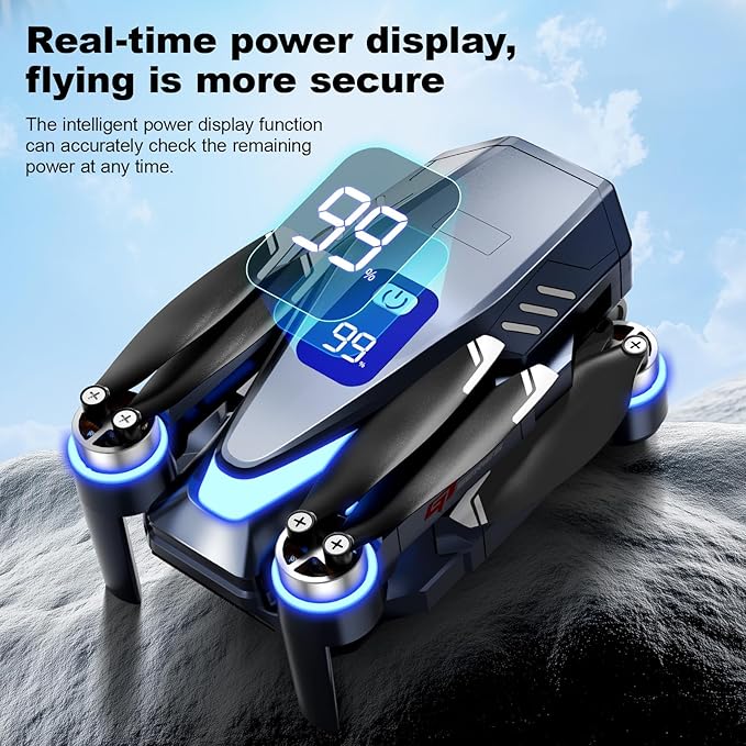 Digital Display Drones with Camera for Adults 4k FPV Foldable Drone with Brushless Motor Altitude Hold Mini Drone 3D Flip Drone for Adults Under 249g
