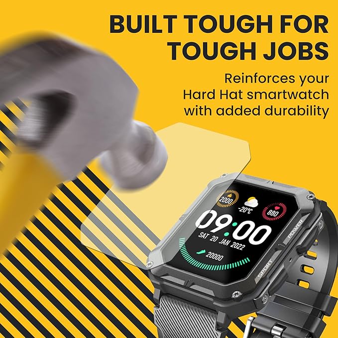 Hard Hat Smartwatch Screen Protector, Scratch Resistant, Impact Absorbing, Ultra-Clear, Touch Responsive, Easy Install, Fits Original Smart Watch for Men