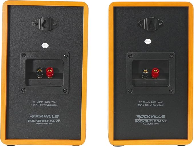 Rockville RockShelf 54C V2 360W Wood 5.25" Bookshelf Speakers/4 Ohm, Audiophile Woofer, Silk Tweeter, Wall-Mountable, for Home Theater and Music Enthusiasts