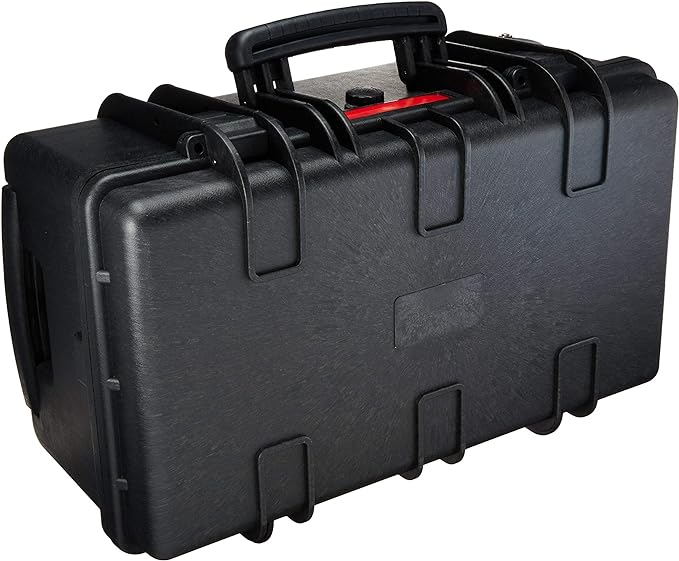 Amazon Basics Hard Camera Case with Wheels, Large, Black, Solid, 22"L x 14"W x 9.8"H