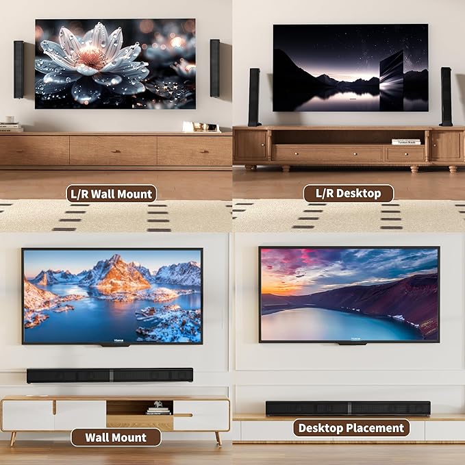 2.2 CH Soundbar for Smart TV, 2-in-1 Detachable Sound Bar for TV, Surround Sound System, Bluetooth 5.3/HDMI-ARC/Optical/AUX Connections