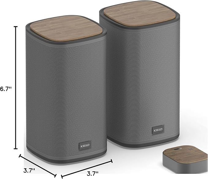 KEiiD Bluetooth Computer Speakers with Wireless Touch Control Pod for PC Laptop/Desktop Wireless Stereo Gaming Speakers, 4 EQ Modes, Aesthetic Style, 2024 New Model