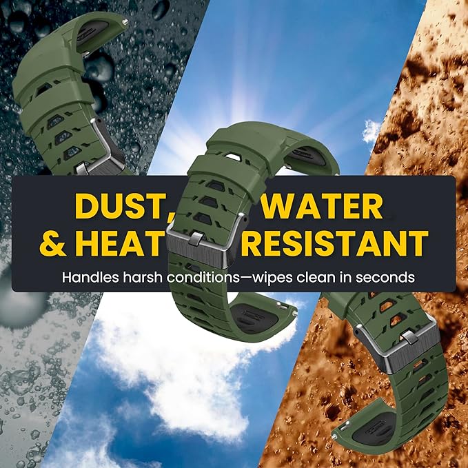 Silicone Watch Strap for Men, Silicone Smart Watch Band Strap for Original & Foreman, Smartwatch Accessories, Quick-Swap Design (Army Green)