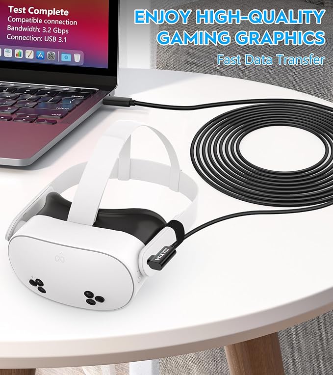 Link Cable 16FT for Meta/Oculus Quest 3S/Quest 3/Quest 2/Pro Accessories, High Speed Data Transfer Type C Replacement Charging Cable,Fast Charger USB C to USB C 3.0 Cord for VR Headset(16FT)