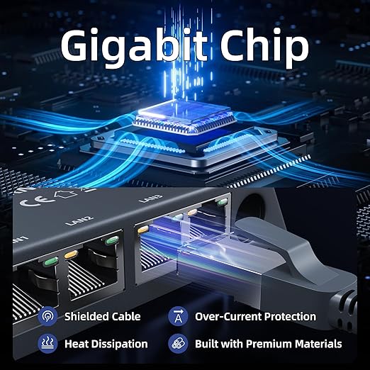 Starlink Ethernet Adapter 4 Port for Gen 3 & Mini with Ethernet Cable 1.6 Feet 1Gbps Wired Network Adapter with 4 RJ45 Ports for Wired Connection Simultaneous Stable Internet for 4 Devices