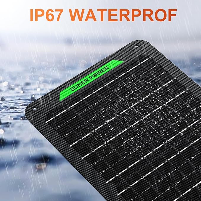 SUNER POWER Waterproof 12W 12V Solar Battery Charger & Maintainer PRO, Built-in UltraSmart MPPT Charge Controller, 12 Volt Solar Panel Trickle Charging Kits for Car Automotive Boat Marine RV Trailer