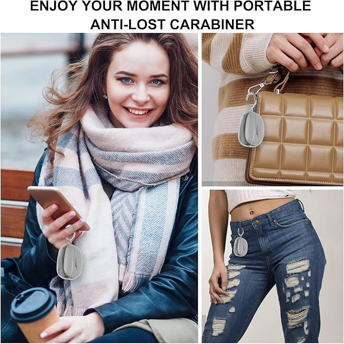 for Bose Ultra Open Earbuds Case Clear 2024,Full Protective Shockproof Soft Transparent TPU Cover for Bose Open Ear Wireless Earbud Headphone Accessories with Carabiner and Cleaning Pen-Black