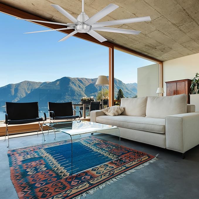 WAC Smart Fans Mocha XL Indoor and Outdoor 8-Blade Ceiling Fan 66in Brushed Aluminum with Remote Control works with Alexa and iOS or Android App