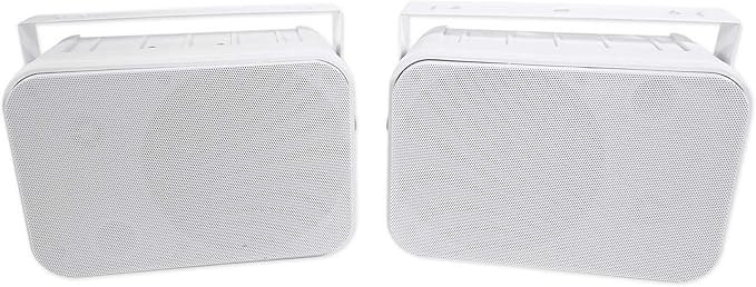 Rockville Pair HP65S-8 6.5" 500W White Outdoor/Indoor Speakers, 8 Ohm, Waterproof, Swivel Bracket, Paintable Grill, for Patio and Home Theater