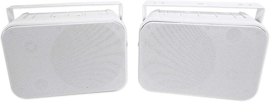 Rockville Pair HP65S-8 6.5" 500W White Outdoor/Indoor Speakers, 8 Ohm, Waterproof, Swivel Bracket, Paintable Grill, for Patio and Home Theater