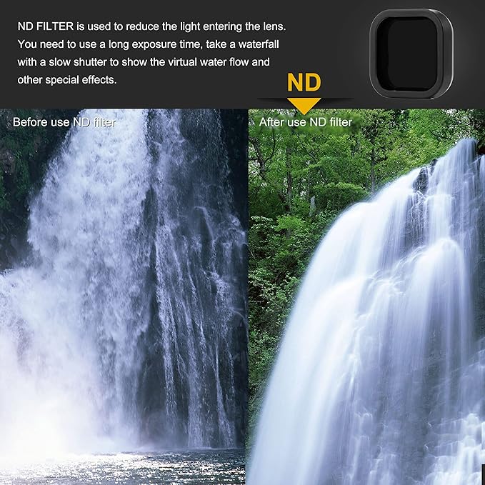 4 Pack Camera Lens Filter ND8 ND16 ND32 ND64 for GoPro Hero 12/11/10/9 Black, Neutral Density Lens Filters, Multi Coated Optical Glass, Lens Protector Go Pro ND Filter Accessories Accessory