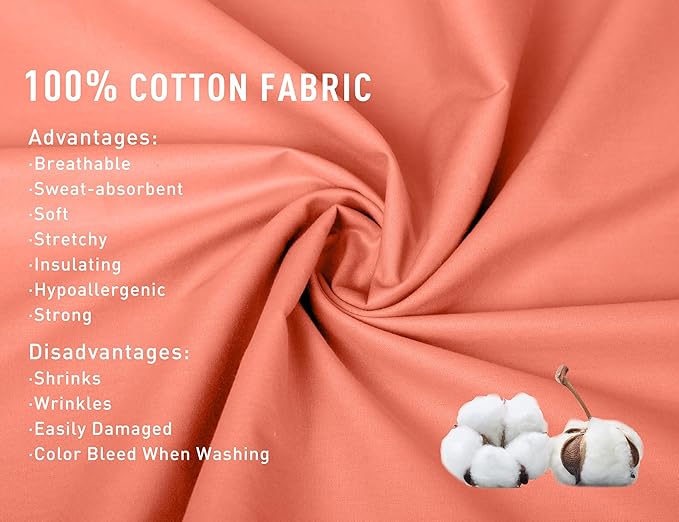 Sunflower King Pillowcases Set of 2, 100% Cotton King Size Pillow Cases 2, 20×40 inches Coral, Soft and Breathable