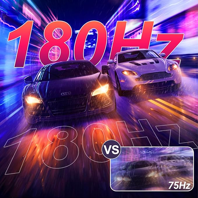 27 inch 1440P Gaming Monitor, 180Hz/144Hz Fast IPS 2K Computer Monitor with Speaker, Free-Sync & G-SYNC, 125% sRGB, HDR10, HDMI x2, DisplayPort x2, Compatible with Switch/Xbox/PS5, VESA Mountable