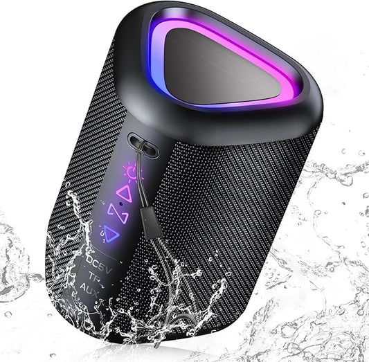 aowoka Bluetooth Speaker, 2025 Portable Wireless Speakers with Led Light, Bluetooth 5.4, 24H Playtime, Enhanced Bass, IPX7 Waterproof, Outdoor Speaker for Travel, Sport, Party, Biking.
