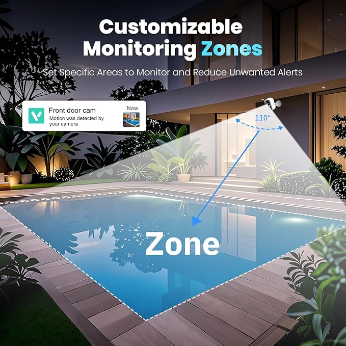 Techage Security Cameras Wireless Outdoor, 2K Battery Powered Cameras for Home Security with AI Motion Detection, 2.4G WiFi, Color Night Vision, 2-Way Talk, IP66 Waterproof, Cloud/SD Storage 2 Pack