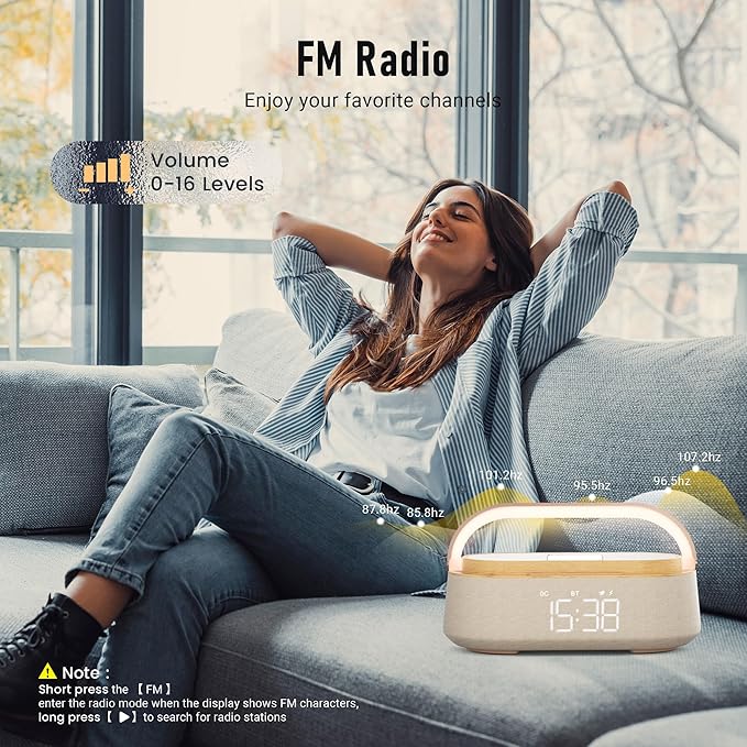 FREEFISH Bluetooth Speaker with Wireless Charge FM Radio 2500mAh Battery, LED Night Light Suitable for Home,Bedroom,Office