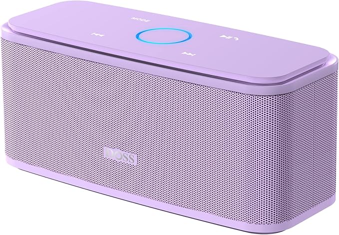 DOSS SoundBox Touch Wireless Bluetooth Speaker with 12W HD Sound and Bass, IPX5 Water-Resistant, 20H Playtime, Handsfree, Portable for Office, Home, Outdoor, Travel-Purple