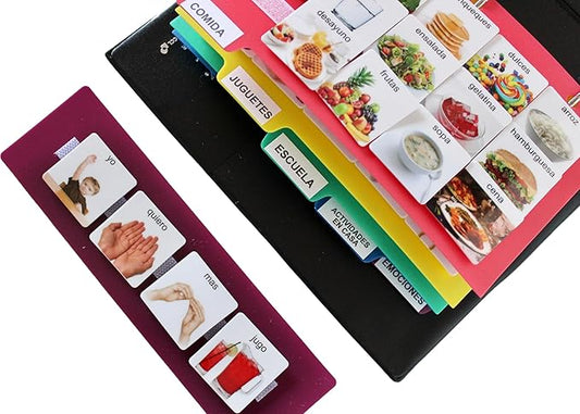 Visual Communication Book,162 ASD Photo Picture Cards: Autism Language Vocabulary, Speech Articulation Therapy, ADHD & Aprexia Learning (Spanish Laminate Real Photo Book, Small)