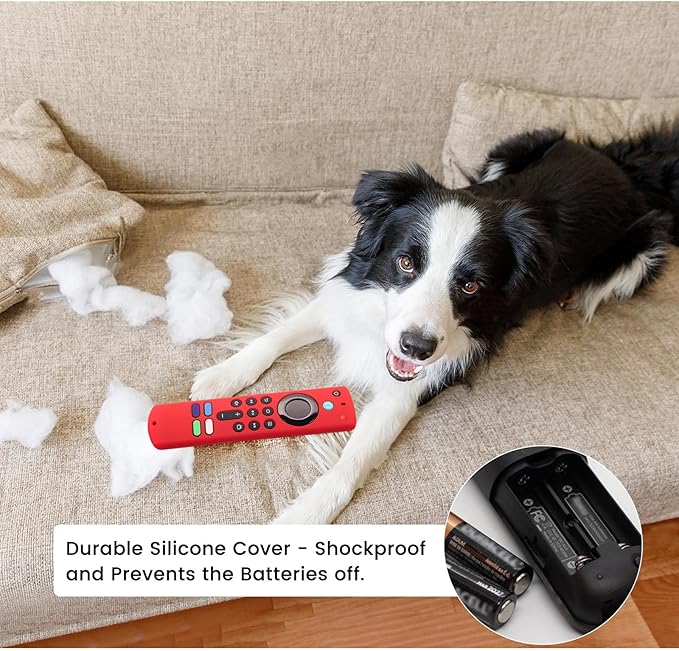 2 Pcs Glowing Remote Cover Compatible with Amazon Fire TV Stick, HD, 3rd Gen., 4K Remote Controller, Silicone Protective Case with Lanyard, Glowing Green + Red