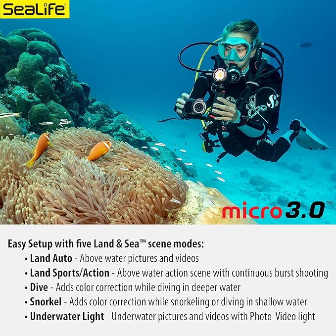 SeaLife Micro 3.0 Pro Duo 5000 Set Underwater Camera & Dual Light Set for Photography and Video, Easy Set-up, Wireless Transfer, Includes Travel case