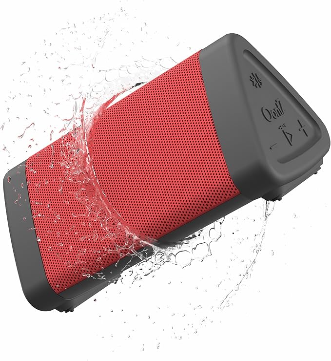 Oontz Upgraded Angle 3 Portable Bluetooth Speaker 5.0-10W Sound, 14-Hr Battery, 100ft Wireless Range, IPX5 Water-Resistant, Budget-Friendly Small Speaker for Travel, Party, Outdoor or Home (Red)