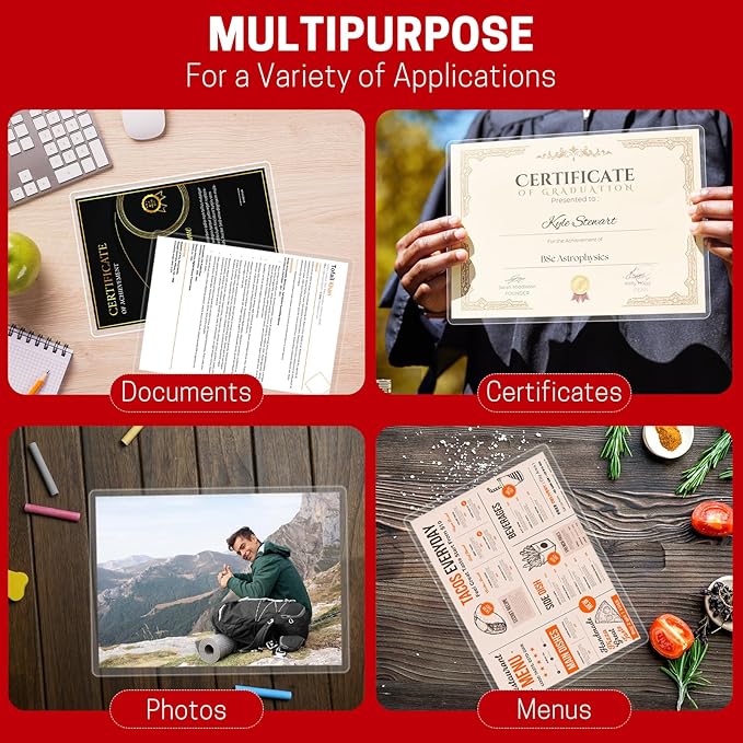 CAREGY 5 Mil Thermal Laminating Pouches (200 Pack) - 9x11.5 Inch Laminating Sheets for 8.5x11 Documents, Clear,Office & School Laminator Supplies