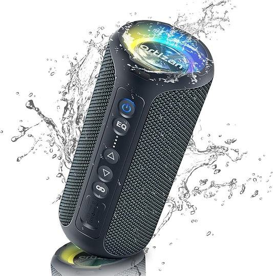 Ortizan Bluetooth Speakers, Portable Wireless Stereo Speaker - IPX7 Waterproof, 30W RMS(40W Peak) Loud Sound, Deep Bass, LED Light, Bluetooth 5.3, for Home/Shower/Outdoor/Beach, Gifts for Adult, Navy