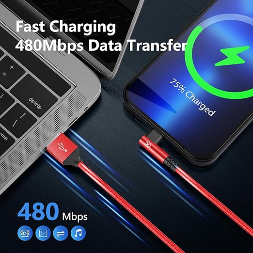 10ft iPhone Charger Cable,3Pack 90 Degree Lightning Cable, [Apple MFi Certified] Long Fast Charging Cord Compatible for iPhone 14/13/12/11/Pro/Max/Mini/X/Plus/8/7/6/Plus/ - Red