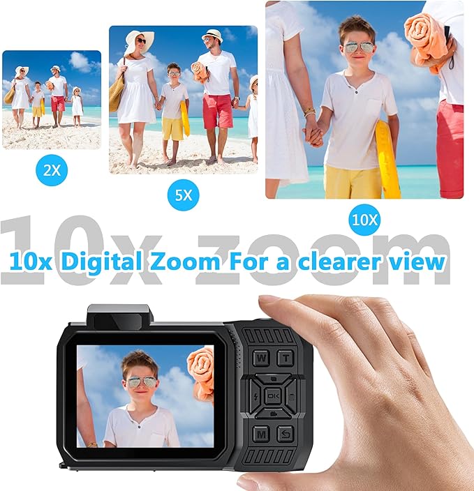 4K Waterproof Digital Camera Snorkeling: 65MP 33FT Compact Rugged Underwater Camera Dual-Screen with 18X Zoom 64GB Card & 2500 mAh Battery for Outdoor Scuba Diving Swimming Black