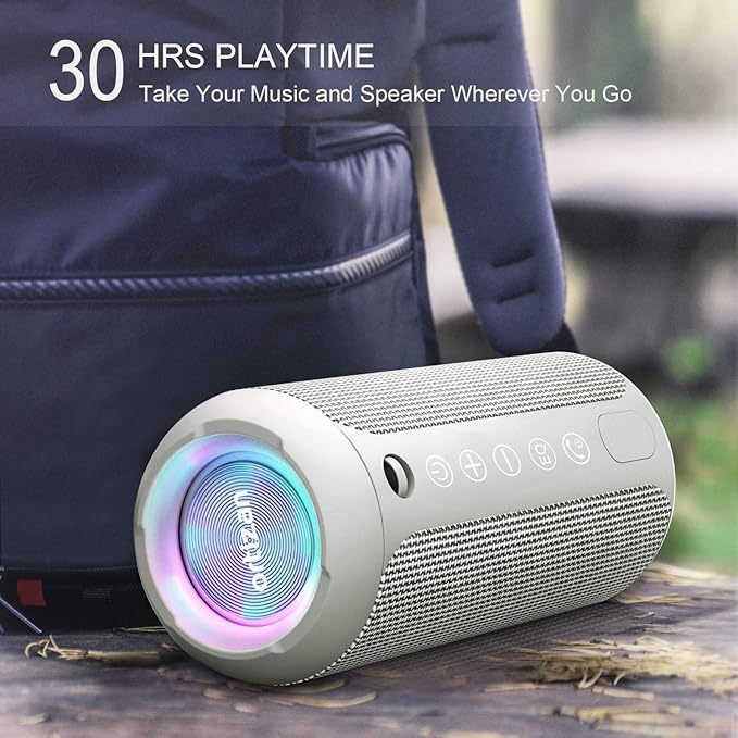 Ortizan Portable Bluetooth Speaker, IPX7 Waterproof Wireless Speaker with 24W Loud Stereo Sound, Outdoor Speakers with Bluetooth 5.0, 30H Playtime,66ft Bluetooth Range, Dual Pairing for Home