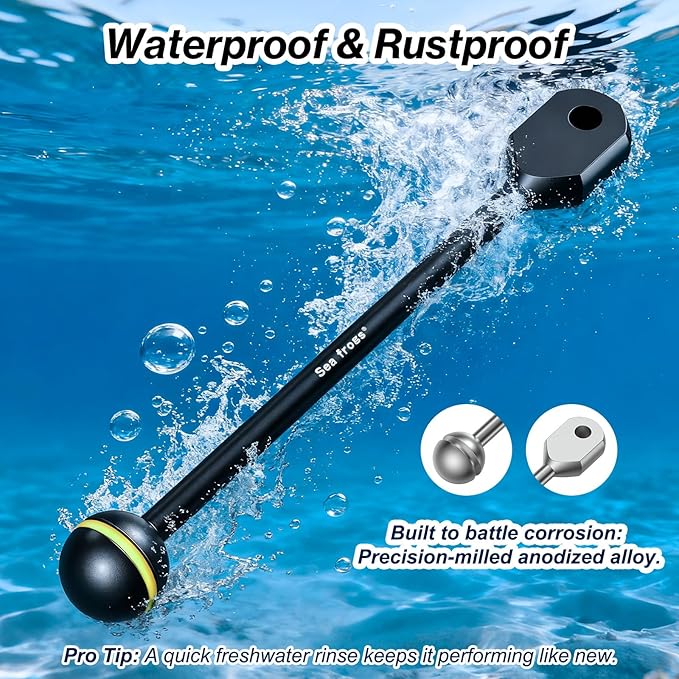 Sea frogs Ball Arm Ball to YS Mount Arm 2.0" Essential Diving Equipment Underwater Photography Gear Lighting System Aluminum Alloy Diving Equipment Accessory Lightweight Arms AM-3